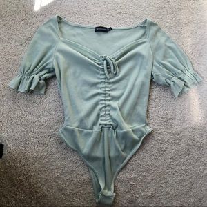 Green Puff Sleeve Bodysuit